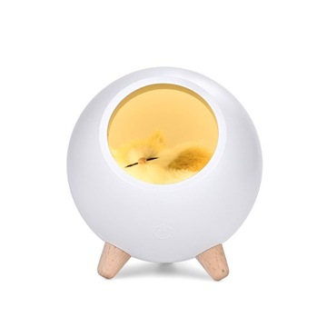 Lampka nocna z kotkiem biała