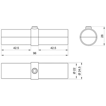 Соединитель удлинительной трубы Ø 25 мм - хром