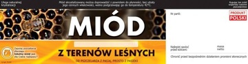 Etykiety na miód z terenów leśnych z kontretykietą E1210