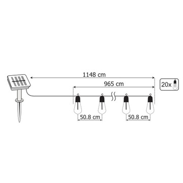 СОЛНЕЧНАЯ САДОВАЯ ГИРЛЯНДИЯ, 20 СВЕТОДИОДНЫХ ЛАМПОЧЕК, ЦЕПЬ СОЛНЕЧНОГО СВЕТА, 11,6 м, USB