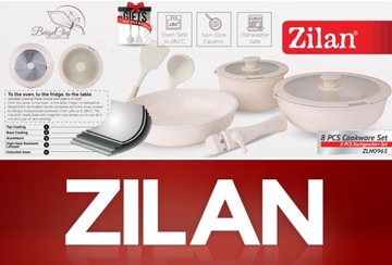 НАБОР ПОТЕНЦИИ + ИНДУКЦИОННАЯ СКОВОРОДА С АНТИПРИГАРНЫМ ПОКРЫТИЕМ ДЛЯ ДУХОВКИ Beige Chef 8 ПРЕДТ.