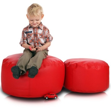 Pufa Classic Small Ekoskóra E6 czerwony podnóżek