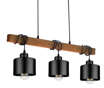 LAMPA WISZĄCA SUFITOWA ŻYRANDOL PLAFON 025-3 DREWNO LOFT KUCHNIA SALON E27