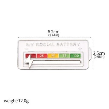 My Social Battery Enamel Pin Funny Interactive Mood Tracker Metal Badges