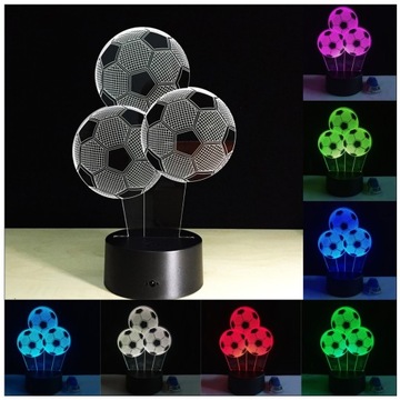 LAMPKA NOCNA 3D LED 3 PIŁKA NOŻNA 3X PILOT PREZENT