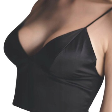 CROP TOP SATYNA SATYNOWY SEXY WYCIĘCIA BEZ PLECÓW