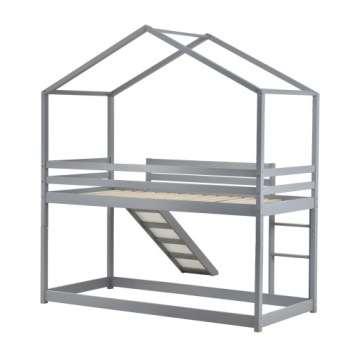 Детская кровать Двухъярусная кровать с горкой серая