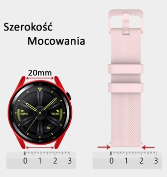 PASEK UNIWERSALNY 20mm do ZEGARKA SMARTWATCH SAMSUNG HUAWEI XIAOMI RÓŻOWY