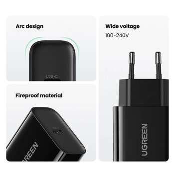 Зарядное устройство UGREEN PD 20 Вт, быстрое зарядное устройство USB типа C для iPhone 14 13 Fast 4.0 3