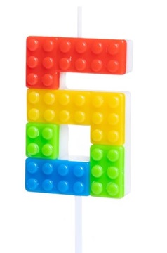 Świeczka na Tort Klocki Cyfra 6 Urodziny Lego