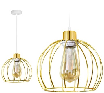 LAMPA WISZĄCA SUFITOWA ŻYRANDOL ZŁOTA LOFT LED