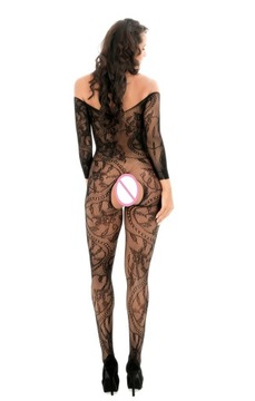 ZMYSŁOWE BODYSTOCKING BODY DAMSKIE CZARNE SEKSOWNA KORONKA