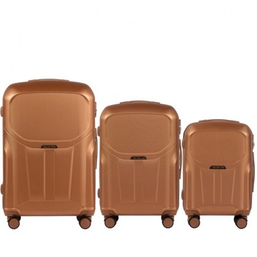 Zestaw/Komplet 3 walizek Wings ABS PREDATOR PDT01-3: rozm. L M S Brown/brąz