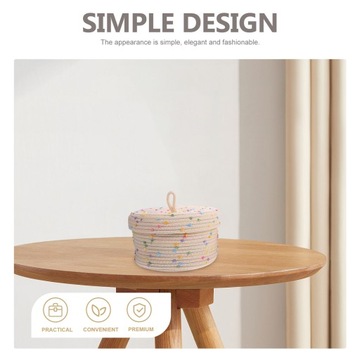 Тканая корзина для хранения косметики с крышкой и круглым шнуром