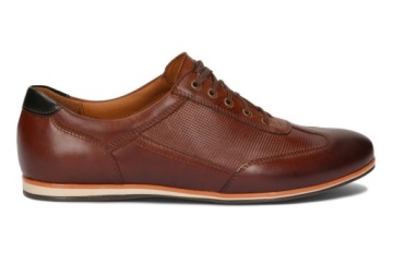 OBUWIE MĘSKIE BUTY CASUAL SKÓRA 092D BRĄZOWE 45