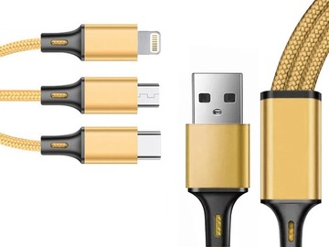 USB-КАБЕЛЬ 3 В 1 ДЛЯ ТЕЛЕФОНА LIGHTNING IPHONE КАБЕЛЬ MICRO USB TYPE-C 1,2 М