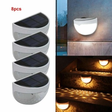 8 X LAMPKI SOLARNE LED OGRODOWE ŚCIENNE ZIMNE ŚWIA