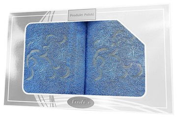 Komplet ręczników w pudełku prezent 2szt NIEBIESKI 3 wzór