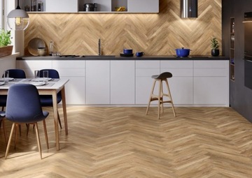Płytki podłogowe jodełka do salonu,kuchni 60x11 Tramonto beige Cerrad
