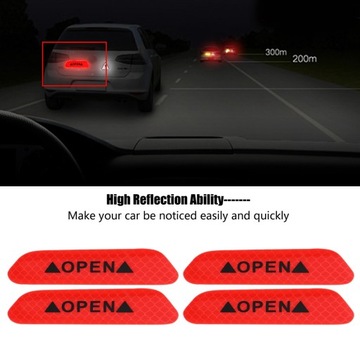 4 szt. Samoprzylepne odblaskowe naklejki ostrzegawcze na drzwiach samochodu