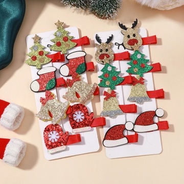 РОЖДЕСТВЕНСКИЕ ЗАЖИМЫ ДЛЯ ВОЛОС РОЖДЕСТВЕНСКАЯ ЕЛКА заколка 2 шт ПОДАРОК