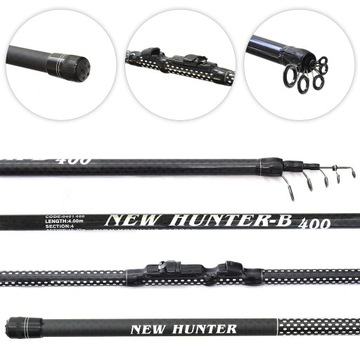 WĘDKA LEKKA BOLONKA NEW HUNTER WĘGLOWA 6M MF