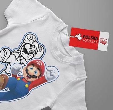 НАБОР 3В1 ДЕТСКАЯ ФУТБОЛКА ТАТУ НАКЛЕЙКИ SUPER MARIO BROS 128 КАЧЕСТВО
