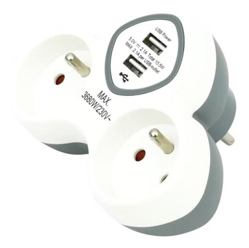 ZŁODZIEJKA LISTWA ROZGAŁĘŹNIK PODÓWJNY + 2 USB