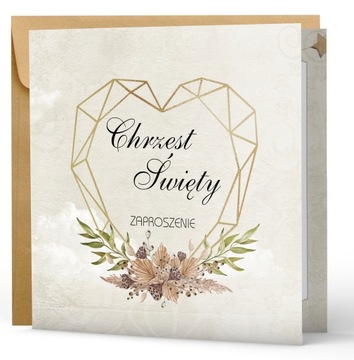 ZAPROSZENIA na chrzest PAPIER PERŁOWY + koperta