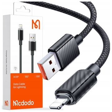 MCDODO ŁADOWARKA KABEL USB LIGHTNING DO IPHONE 11 12 13 14 PRO 1M CZARNY