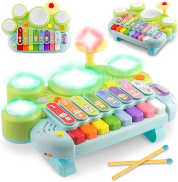 ZABAWKA EDUKACYJNA INTERAKTYWNA PERKUSJA INSTRUMENT MUZYCZNY LED