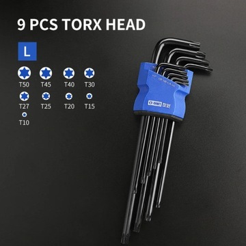 9 SZTUK TORX L styl Zestaw imbusów 9 szt.Torx podwójny L gwiazda, klucz wie