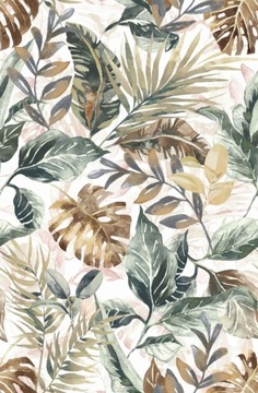 Tkanina DX 14 MONSTERA LIŚĆ ODCIENIE BEŻ ZASŁONOWA