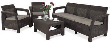 ZESTAW MEBLI OGRODOWYCH CORFU SET 3 brązowy