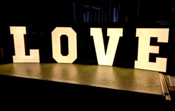 Litery świetlne LOVE, ślub, ledowe, podświetlane, świecące 50cm