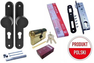 GAŁKA GAŁKI ZAMEK 90MM WKŁADKA DO FURTKI 3 KLUCZE ZESTAW CZARNY PREMIUM