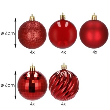 НАБОР КРАСНЫХ ЕЛОЧНЫХ ШАРОВ, НЕБЛОКИРУЕМЫЕ, 20 шт.