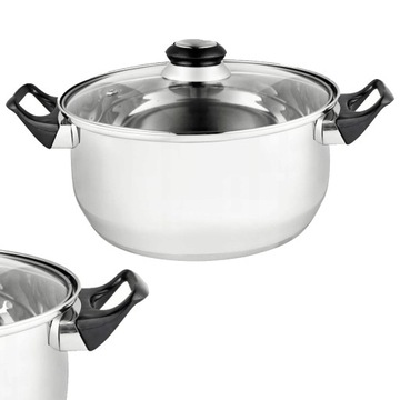 GARCZEK STAL NIERDZEWNA 18CM 2,1L GARNEK TRADYCYJNY SZKLANA POKRYWA