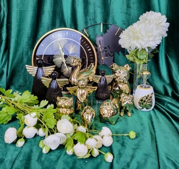 ANIOŁ CERAMICZNY CZARNO ZŁOTY MAŁY