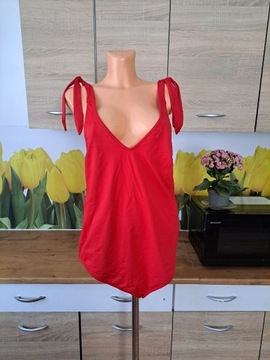 czerwony klasyczny strój kąpielowy rozmiar ok 44 nylon