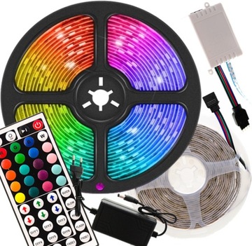 TAŚMA LED 5050 RGB +BIAŁY WODOODPORNA 5m + PILOT