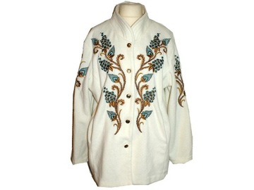 Bob Mackie polarowa kurtka damska hafty folk etno country 50