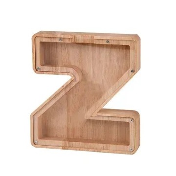 26 English Letters Shape Simple Wooden Piggy Cash Register Coin Home Ornam