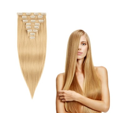 Włosy syntetyczne Clip In sztuczne 47 cm 8 taśm #613c/86/18 blond Real Soft