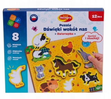 DUMEL MIĘKKIE PUZZLE DŹWIĘKI WOKÓŁ NAS ZWIERZĘTA 12M+