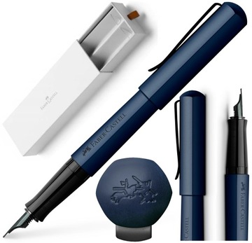 FABER-CASTELL Pióro wieczne eleganckie w ETUI Hexo NIEBIESKIE stalówka EF