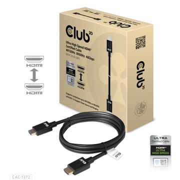 CLUB3D Ultra High Speed HDMI 4K120Hz, 8K60Hz Certified Cable 48Gbps M/M 2 m