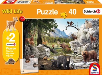 SCHMIDT| LEŚNE ZWIERZĘTA + 2 FIGURKI SCHLEICH