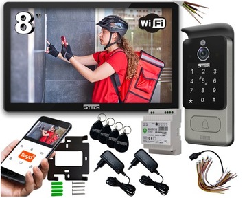 ZESTAW WIDEODOMOFON 5TECH MONITOR IPS 8'' DIN SZEROKI KĄT WIDZENIA 160°