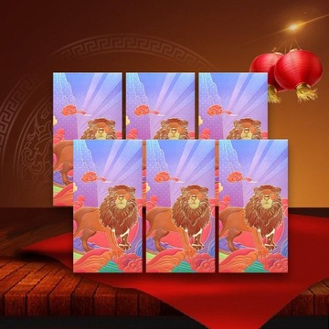 6 красных конвертов с китайским Новым годом